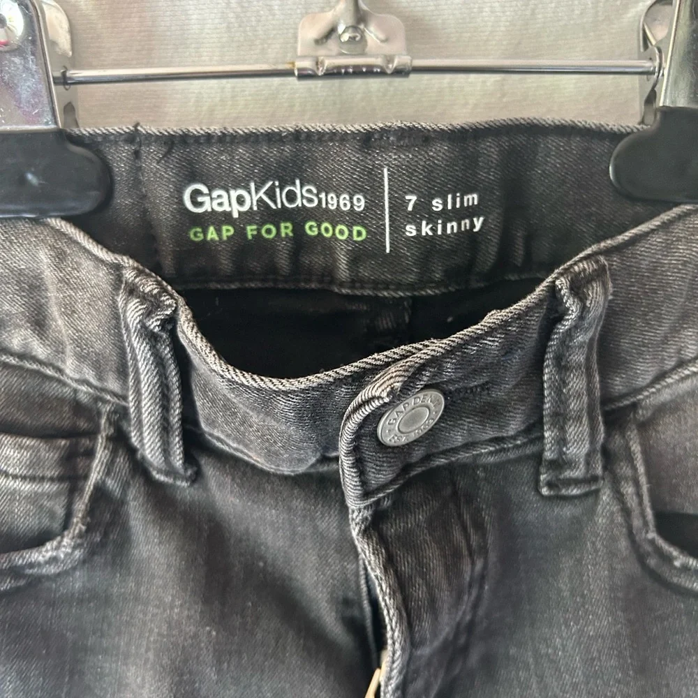 Gap Kids 1969 Slim Skinny Jeans Boys Size 7 Slim Dark Wash Gray Black